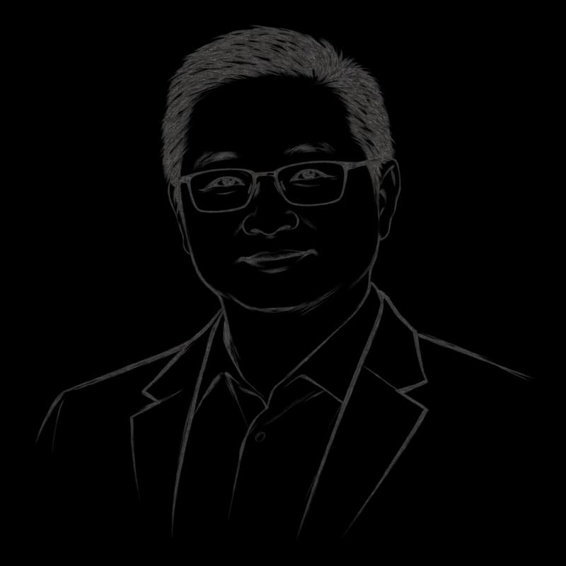 夏献平铅笔素描画像：寥寥数笔，勾勒出眼镜与温和的笑意。